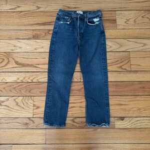 AGOLDE Riley Sz28 button fly distressed dark blue women’s jeans